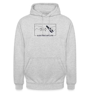 Michelangelo Creation of Adam Electrician Worker - Unisex Hoodie - light heather grey - Front - Alina (178cm) & Michal (187cm)