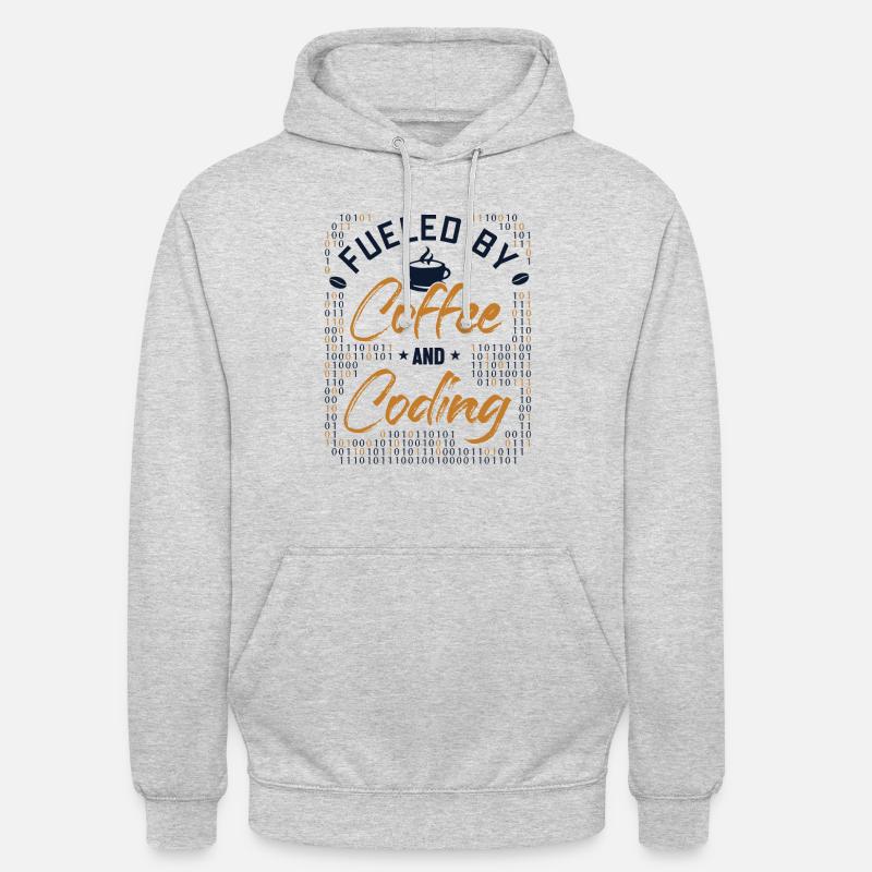 Fueled by Coffee and Coding Developer Coder - Unisex Hoodie - Hellgrau meliert