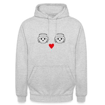 Playmobil Coeur Design Femmes - Sweat-shirt à capuche unisexe - gris clair chiné - Devant - Alina (178cm) & Michal (187cm)