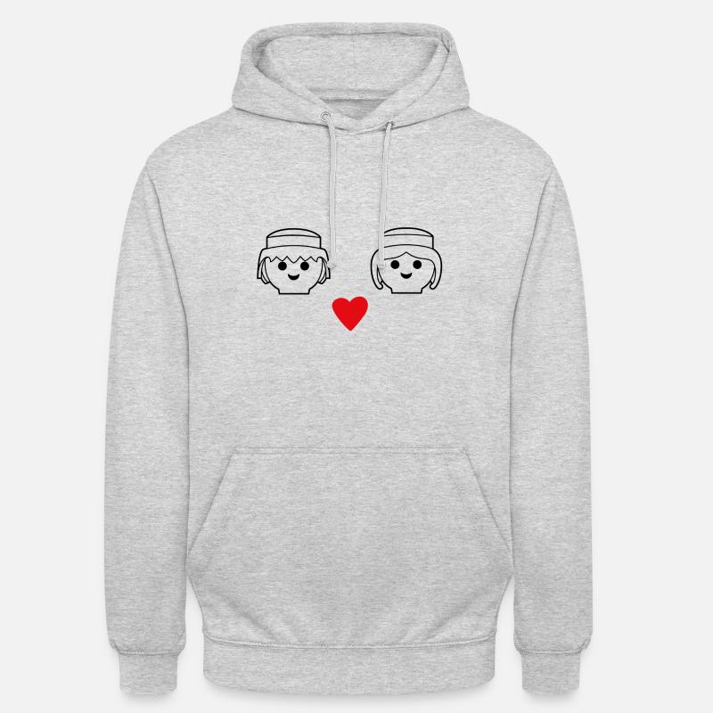 Playmobil cuore design uomo e donna - Felpa con cappuccio unisex - grigio chiaro melange