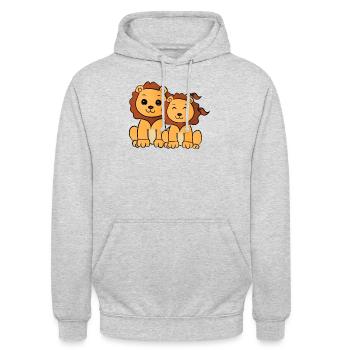 Löwenbrüder - dicke Freunde - Unisex Hoodie - Hellgrau meliert - Vorne - Alina (178cm) & Michal (187cm)