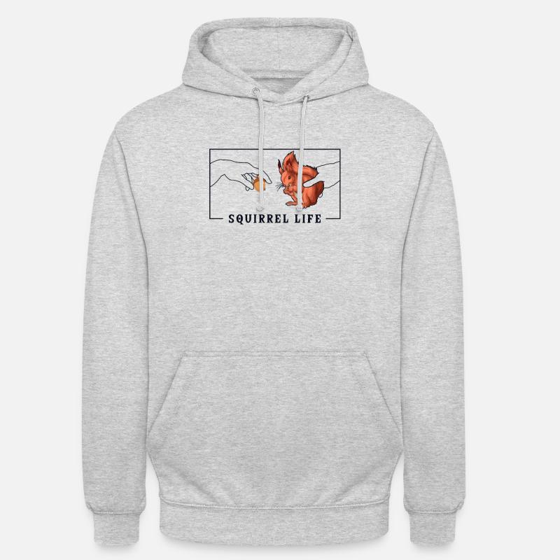 Michelangelo Création d'Adam Écureuil Écureuil - Sweat-shirt à capuche unisexe - gris clair chiné