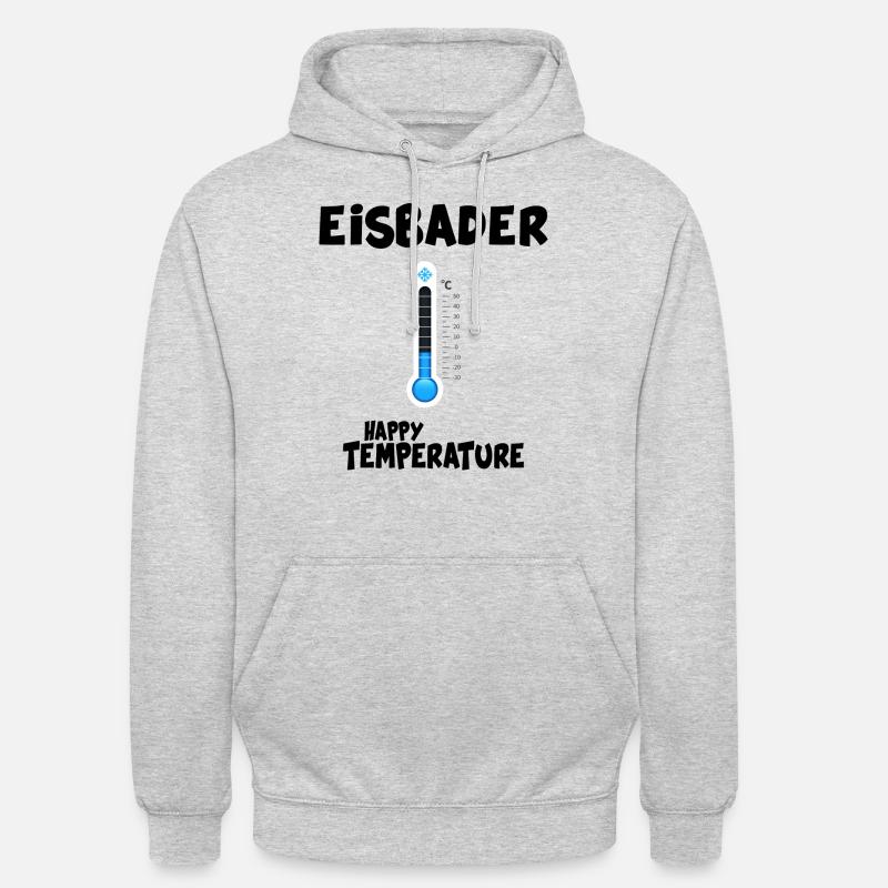 Eisbader Eisbadezeit "Happy Temperature" - Unisex Hoodie - Hellgrau meliert