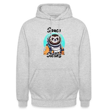 Space Sloths - Faultier Astronaut - Unisex Hoodie - Hellgrau meliert - Vorne - Alina (178cm) & Michal (187cm)