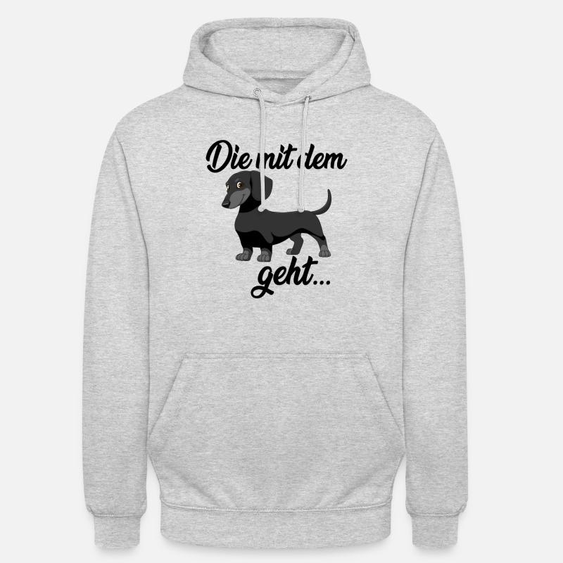 Die mit dem Dackel geht... - Unisex Hoodie - Hellgrau meliert