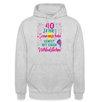 40 Geburtstag Frauen Geschenk 40 Jahre Geburtstag - Unisex Hoodie - Hellgrau meliert - Vorne - Alina (178cm) & Michal (187cm)