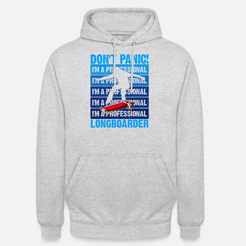 Lonagboarding Ich Bin Longboarder - Unisex Hoodie - Hellgrau meliert