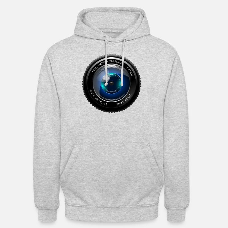 objectif de la caméra - Sweat-shirt à capuche unisexe - gris clair chiné