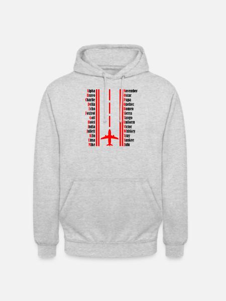 Pilot Flugzeug Pilotenalphabet - Unisex Hoodie - Hellgrau meliert