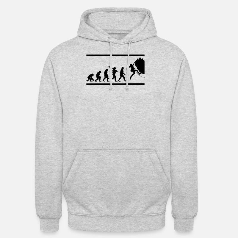 Rock climber climbing evolution - Unisex Hoodie - light heather grey