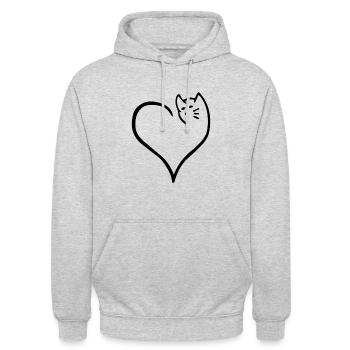 Chat amoureux des chats dans le coeur cadeau - Sweat-shirt à capuche unisexe - gris clair chiné - Devant - Alina (178cm) & Michal (187cm)