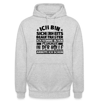 Sicherheitsbeauftragter Geschenk lustig Himmel Höl - Unisex Hoodie - Hellgrau meliert - Vorne - Alina (178cm) & Michal (187cm)