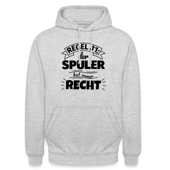 Spuler Geschenke – Hat immer Recht - Unisex Hoodie - Hellgrau meliert - Vorne - Alina (178cm) & Michal (187cm)