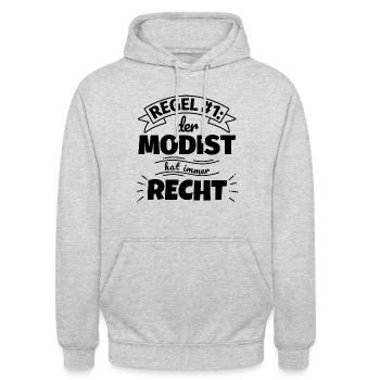 Modist Geschenke – Hat immer Recht - Unisex Hoodie - Hellgrau meliert - Vorne - Alina (178cm) & Michal (187cm)