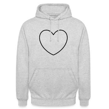 cœur noir cadeau - Sweat-shirt à capuche unisexe - gris clair chiné - Devant - Alina (178cm) & Michal (187cm)