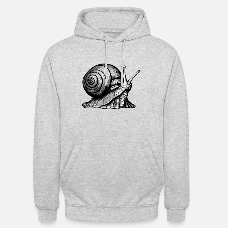 Escargot / Animal / Ramper / Visqueux / Lent - Sweat-shirt à capuche unisexe - gris clair chiné