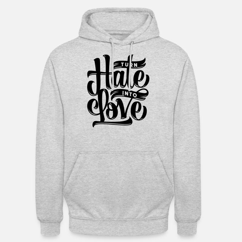 Turn Hate Into Love - Unisex Hoodie - Hellgrau meliert