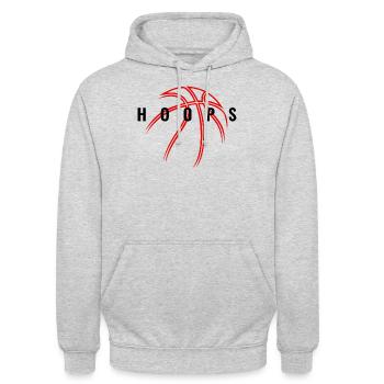 Basketball Sport B-Ball Hoops Idée cadeau - Sweat-shirt à capuche unisexe - gris clair chiné - Devant - Alina (178cm) & Michal (187cm)