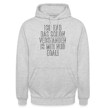 Ich Hab Das Schon Verstanden ist Mir Nur Egal - Unisex Hoodie - Hellgrau meliert - Vorne - Alina (178cm) & Michal (187cm)