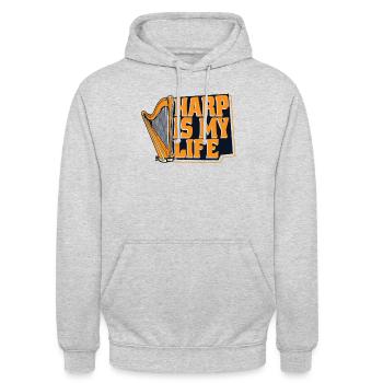 Harpe Is My Life Harpe de concert Harpe Harpe Musique Harpe - Sweat-shirt à capuche unisexe - gris clair chiné - Devant - Alina (178cm) & Michal (187cm)