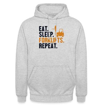 Eat Sleep Forklifts Repeat All-terrain forklift - Unisex Hoodie - light heather grey - Front - Alina (178cm) & Michal (187cm)
