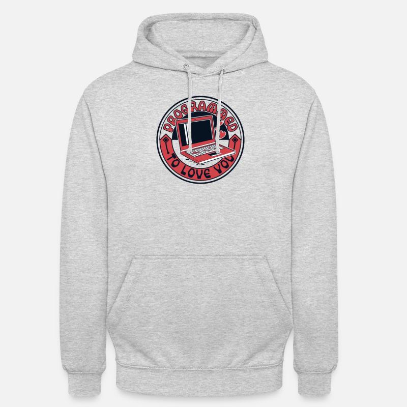 Programmé pour t’aimer Développeur Codeur - Sweat-shirt à capuche unisexe - gris clair chiné