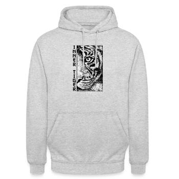 Inner Tiger Königstiger Wildkatze Sibirischer - Unisex Hoodie - Hellgrau meliert - Vorne - Alina (178cm) & Michal (187cm)