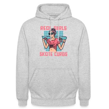 Real Girls Skate Curbs Skaterboy Skatepark Skater - Unisex Hoodie - Hellgrau meliert - Vorne - Alina (178cm) & Michal (187cm)