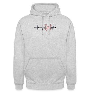 Beinprothese Herzschlag Künstliche Beine Benutzer Bein - Unisex Hoodie - Hellgrau meliert - Vorne - Alina (178cm) & Michal (187cm)