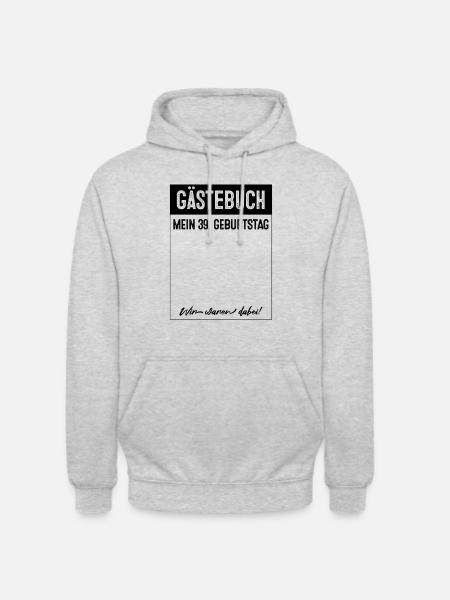 39 Years Guestbook 39th Birthday - Unisex Hoodie - light heather grey