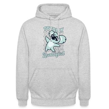 Koala-koala-koalifié totalement koala-koala amateur d’eucalyptus - Sweat-shirt à capuche unisexe - gris clair chiné - Devant - Alina (178cm) & Michal (187cm)