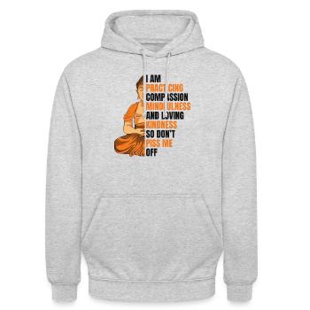Mitgefühl Achtsamkeit Liebende Güte Buddhistisch - Unisex Hoodie - Hellgrau meliert - Vorne - Alina (178cm) & Michal (187cm)