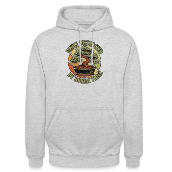 Leicht ablenkbar durch Bonsai-Bäume Bonsai-Schalen - Unisex Hoodie - Hellgrau meliert - Vorne - Alina (178cm) & Michal (187cm)