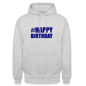 ANNIVERSAIRE. HAPPY BIRTHDAY. JOYEUX ANNIVERSAIRE. - Unisex Hoodie - light heather grey - Front - Alina (178cm) & Michal (187cm)