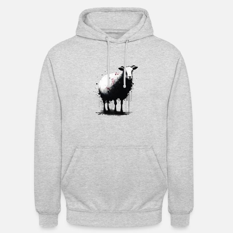 Schaf Schablone Art.-nr - Unisex Hoodie - Hellgrau meliert