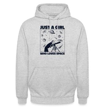 Juste une fille qui aime l’astronomie cosmologiste spatiale - Sweat-shirt à capuche unisexe - gris clair chiné - Devant - Alina (178cm) & Michal (187cm)