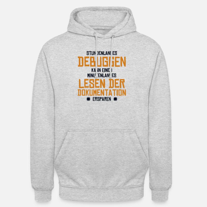 Stundenlanges Debuggen Softwareingenieur Coder - Unisex Hoodie - Hellgrau meliert
