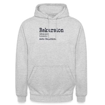 Rekursion Definition Softwareentwickler Coder - Unisex Hoodie - Hellgrau meliert - Vorne - Alina (178cm) & Michal (187cm)