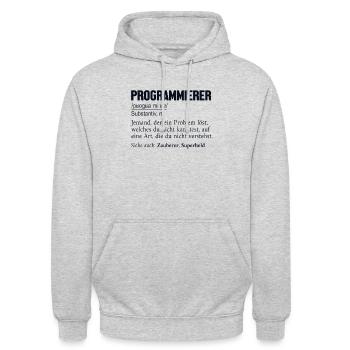 Programmierer Definition Developer Coder - Unisex Hoodie - Hellgrau meliert - Vorne - Alina (178cm) & Michal (187cm)
