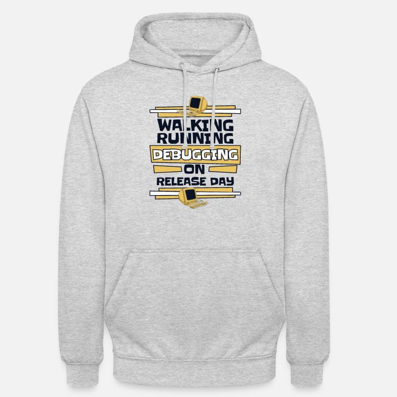 Walking Running Debugging Release Day Coder Sweat-shirt à capuche unisexe
