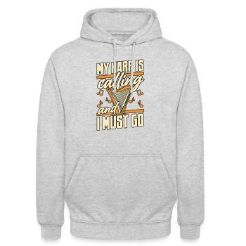 Ma harpe appelle la harpe de concert Harpe la musique - Sweat-shirt à capuche unisexe - gris clair chiné - Devant - Alina (178cm) & Michal (187cm)