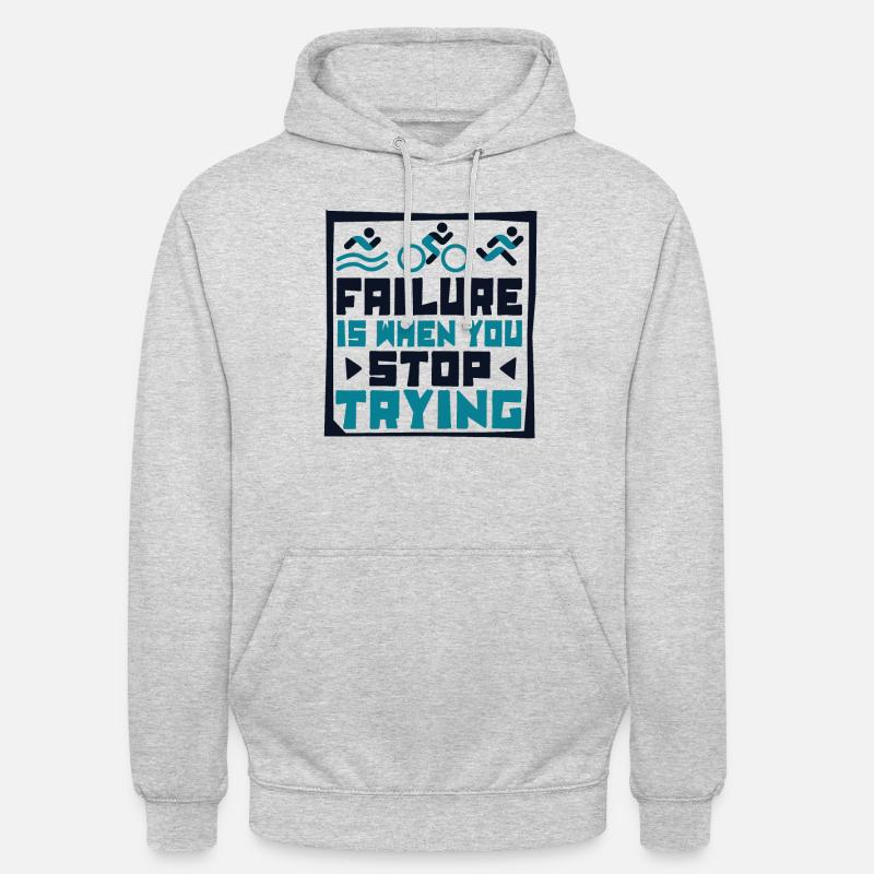 Il fallimento è quando smetti di provare il triatleta - Felpa con cappuccio unisex - grigio chiaro melange