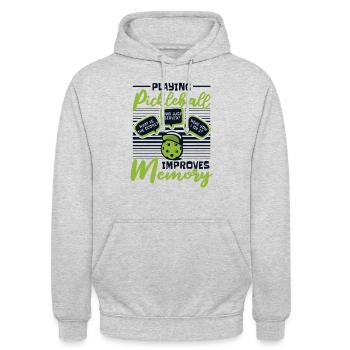 Playing Pickleball Improves Memory Pickleballfan - Unisex Hoodie - Hellgrau meliert - Vorne - Alina (178cm) & Michal (187cm)