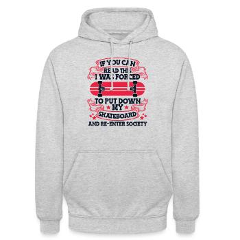 If You Can Read This Skaterboy Skatepark Skater - Unisex Hoodie - Hellgrau meliert - Vorne - Alina (178cm) & Michal (187cm)
