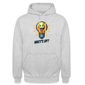 Watts high? - Sparkling smile - Unisex Hoodie - light heather grey - Front - Alina (178cm) & Michal (187cm)