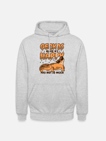 Gekkoer gør mig glad firben Gekkota Crested - Hættetrøje unisex - lysegrå meleret