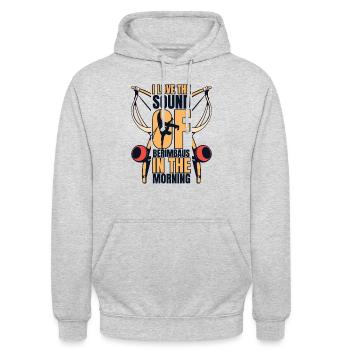 Ich liebe den Klang von Berimbaus Ginga Capoeirista - Unisex Hoodie - Hellgrau meliert - Vorne - Alina (178cm) & Michal (187cm)