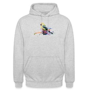 Chardonneret jaune d’Amérique Design coloré - Sweat-shirt à capuche unisexe - gris clair chiné - Devant - Alina (178cm) & Michal (187cm)