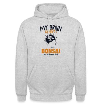 Mein Gehirn besteht zu 95% aus Bonsai Penjing Indoor Bonsai - Unisex Hoodie - Hellgrau meliert - Vorne - Alina (178cm) & Michal (187cm)