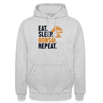 Eat Sleep Bonsai Repeat Indoor Bonsai Bonsai Schalen - Unisex Hoodie - Hellgrau meliert - Vorne - Alina (178cm) & Michal (187cm)